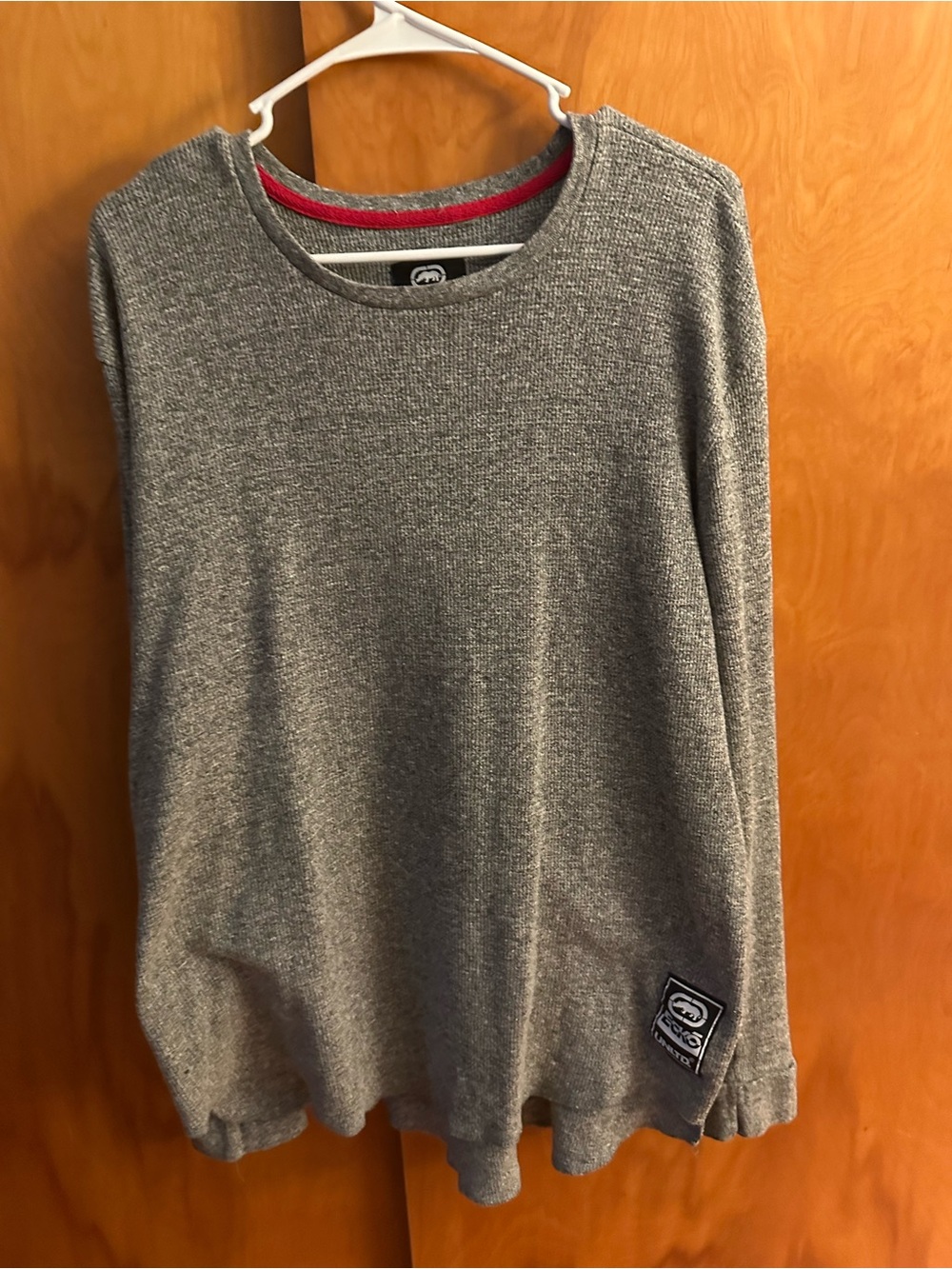Ecko Unlimited Men's Gray Sweater with Red Neck Trim